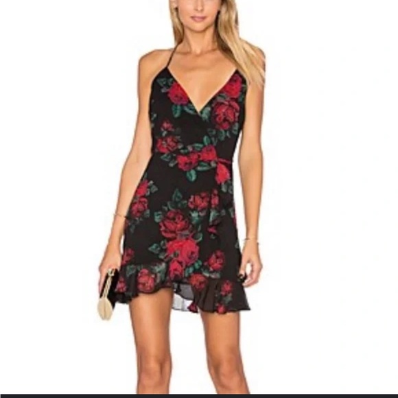 LOVERS & FRIENDS • Gigi Wrap Dress in Rose Print - Picture 1 of 6